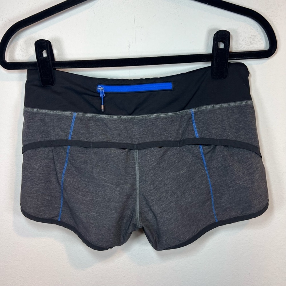 Lululemon 3" Speed Up Shorts Heathered Black / Black / Lakeside Blue Pocket Sz 4 - Picture 6 of 15